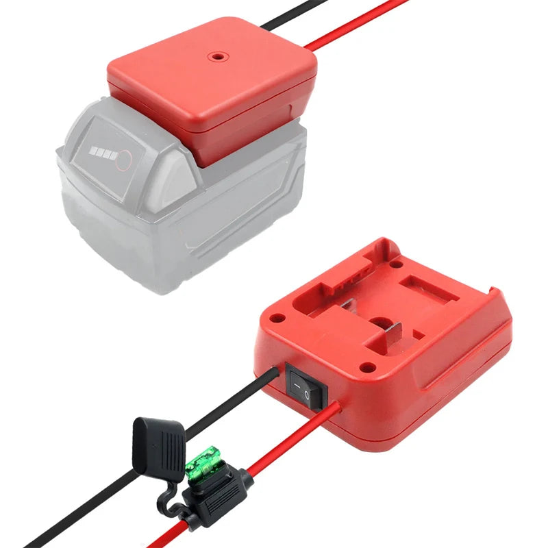 Battery Adapter with Switch and Fuse for Power Tool Batteries
