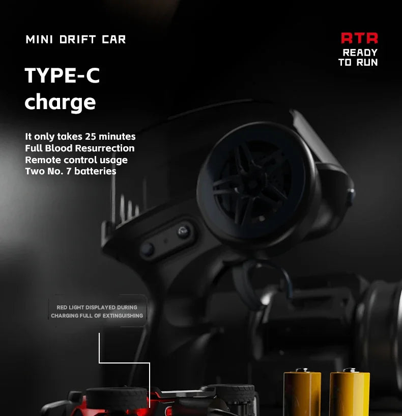 Mini 1/64 Scale RC Drift Car – 2.4G 4WD Off-Road Racing Toy