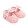 Pink baby girl bow-knot first walker shoes with a soft anti-slip sole