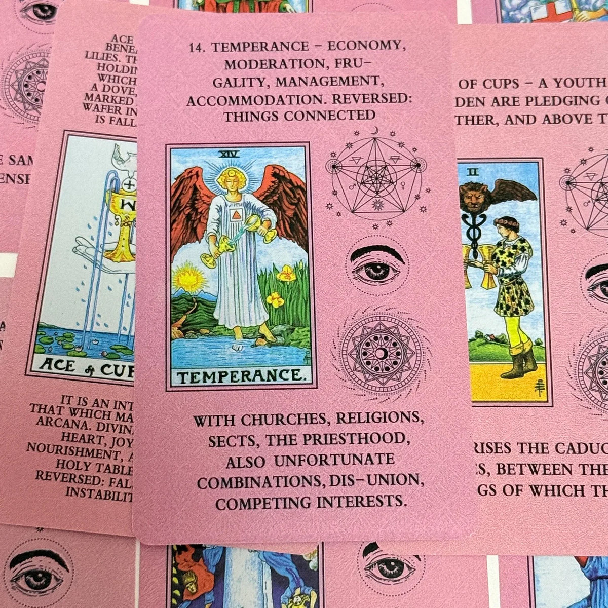 Pink Rider-Waite Tarot Cards – 78-Card English Deck with Keywords