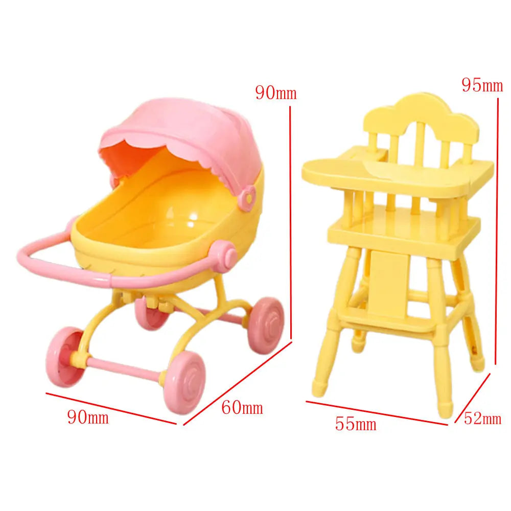 Mini Doll Stroller Trolley with Shoes for 1/12 Scale Dolls