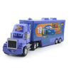 A purple die-cast toy hauler truck with a blue trailer featuring the Octane Gain logo.