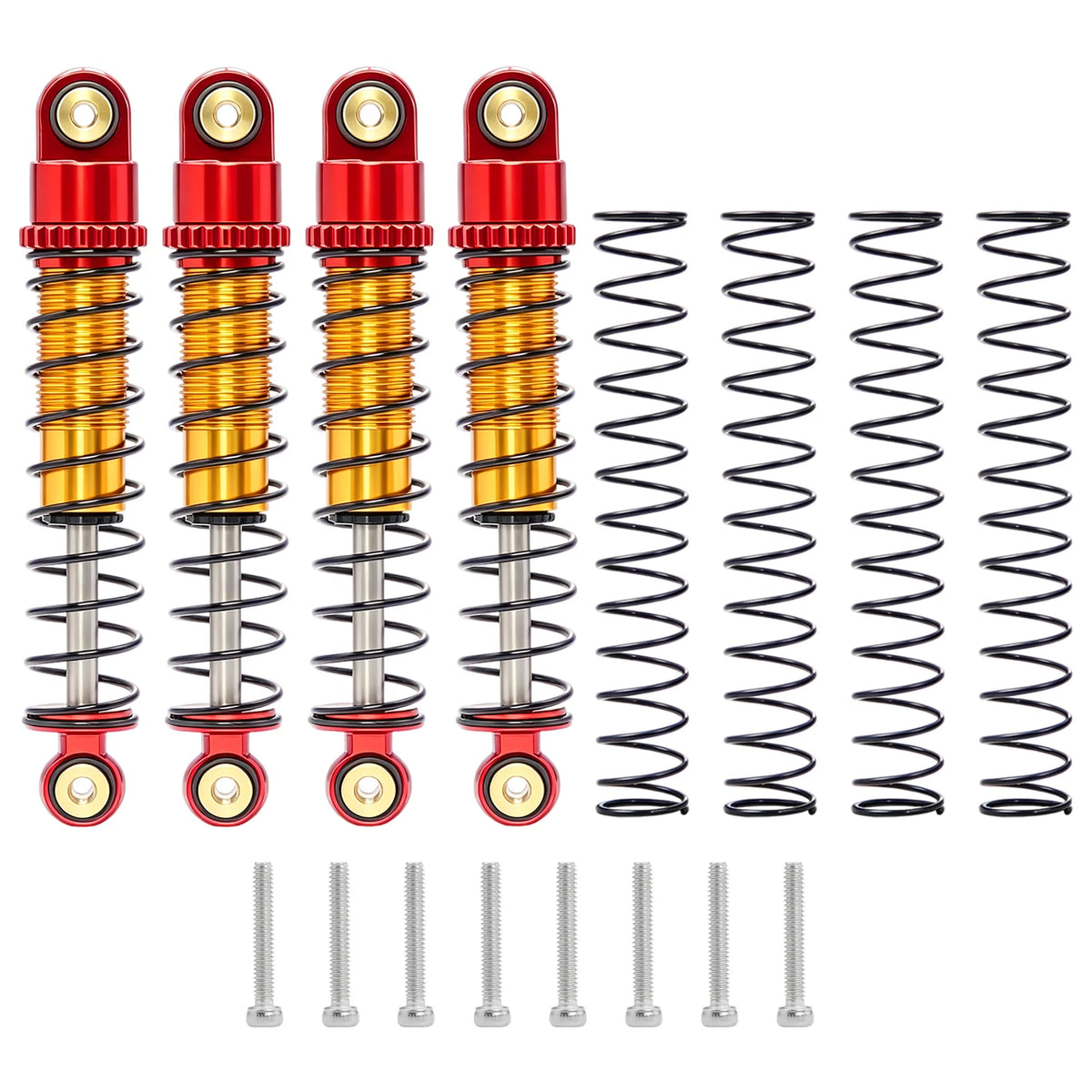 Set of aluminum shock absorbers and mounting pins for 1/24 RC crawler vehicles