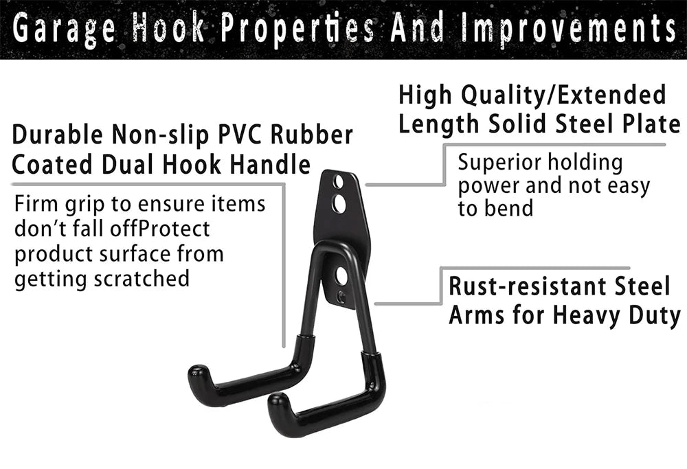 Heavy Duty Steel Wall Mount Hooks for Garage & Garden Organization