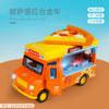 A yellow food truck toy car designed for pizza induction alloy, featuring lights and sound effects.