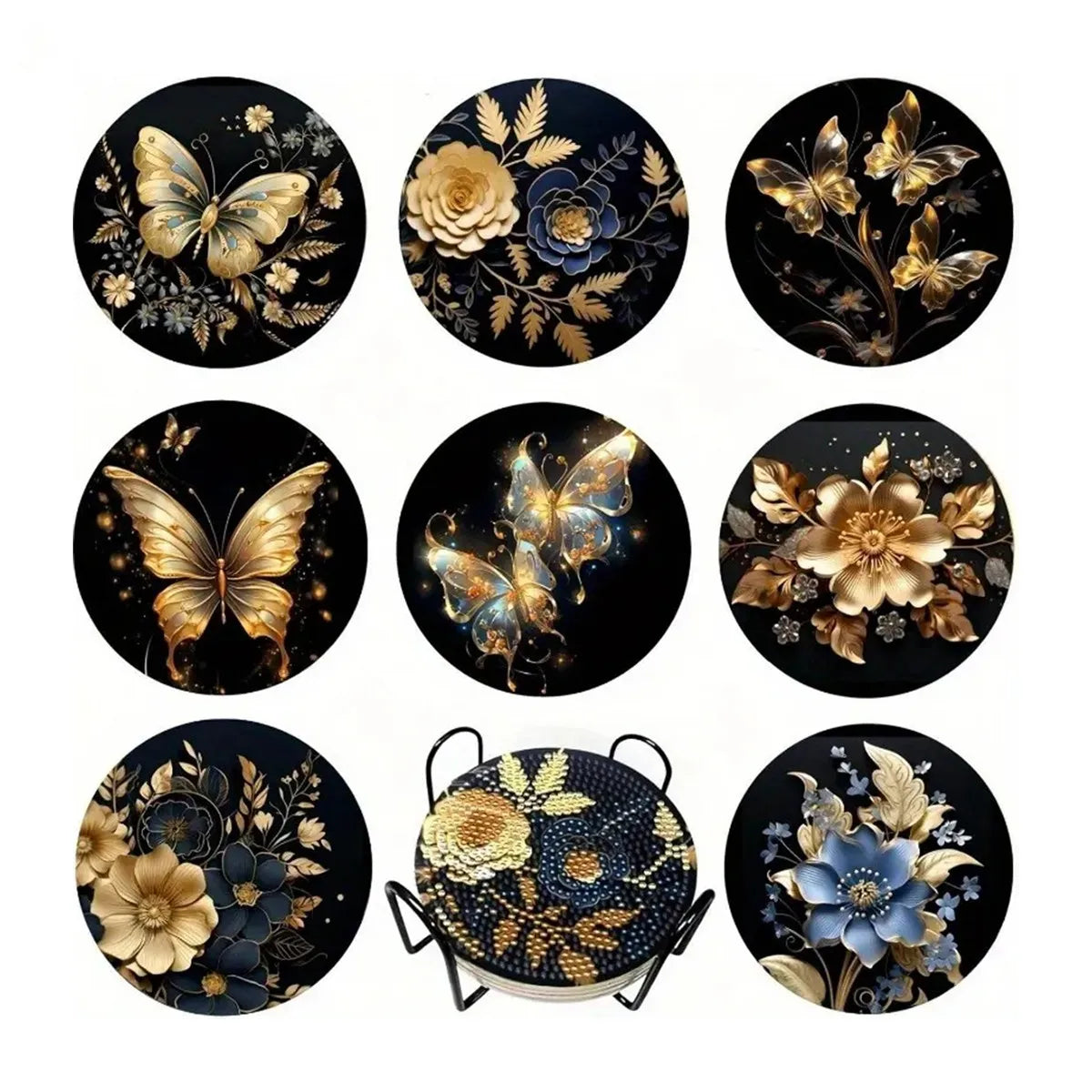 Ocean Series Diamond Art Coaster Kit with Stand – DIY Craft Set for Adults & Beginners