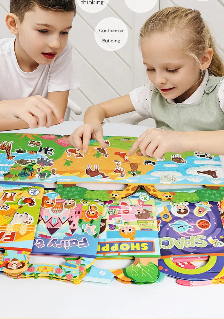Reusable Sticker Book for Kids – Mess-Free Pretend Play & Learning Themes