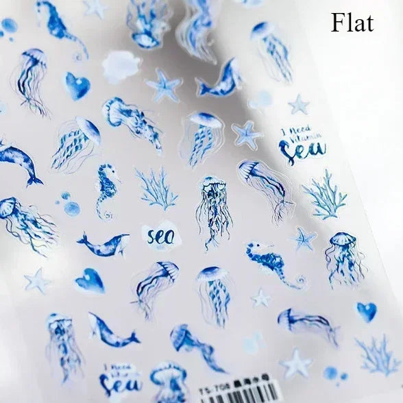 Ocean-Inspired Nail Art Sticker Set