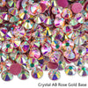 Close-up of sparkling crystal AB rose gold base rhinestones for nail art and crafts