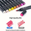 A set of black permanent art markers with numbered tips and a dual-head marker shown for smooth writing.
