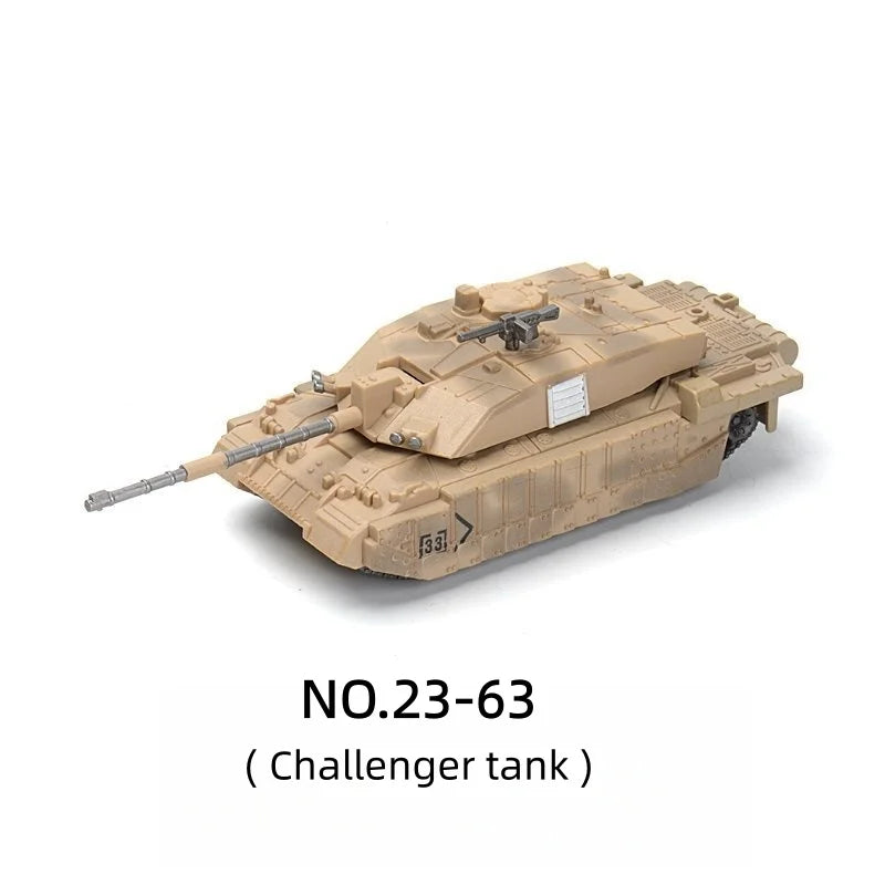 A model kit of a Challenger tank in tan color, shown from above.