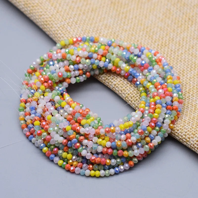 Mixed-Color Rondelle Glass Beads for Jewelry Making