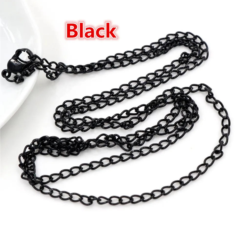Black handmade flattened chain connector for jewelry making