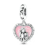 Silver-Plated Heart Charm Bead with Cubic Zirconia for Bracelets and DIY Jewelry
