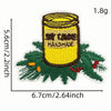Handmade yellow jar patch with black text on a green wreath, 1.8g