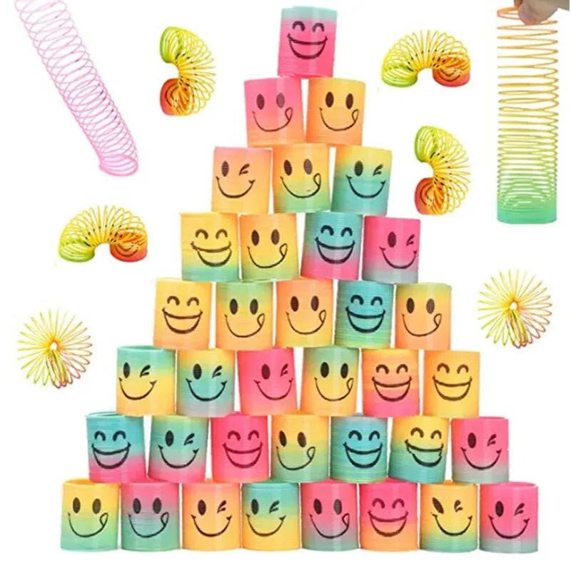 A set of 12 colorful stacking circles and spiral shapes for children's play