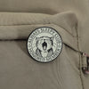 An enamel pin featuring a stylized, yawning cat design with the text Always Sleepy Club Honored Member