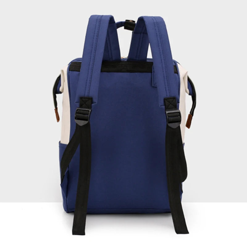 Canvas Baby Diaper Bag with Thermal Bottle Pockets & Hanging Design