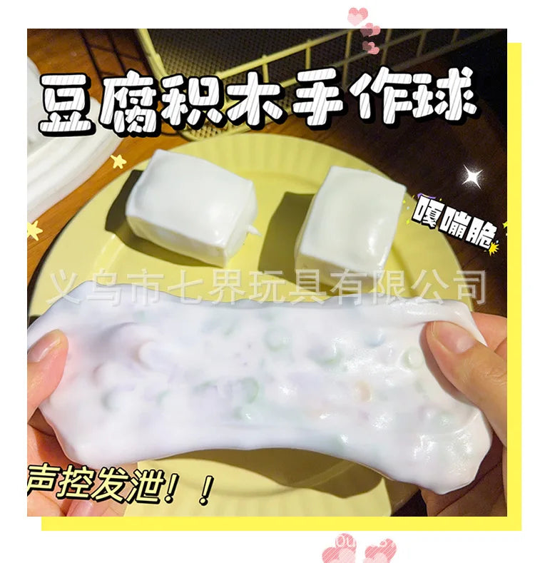 Tofu-Shaped Squishy Beads for Stress Relief and Sensory Play