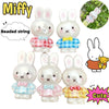 Miffy 3D resin rabbit charms in various colors and styles with beaded strings