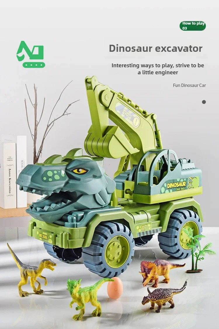 Dinosaur Transport Truck Carrier Playset with Tyrannosaurus Rex