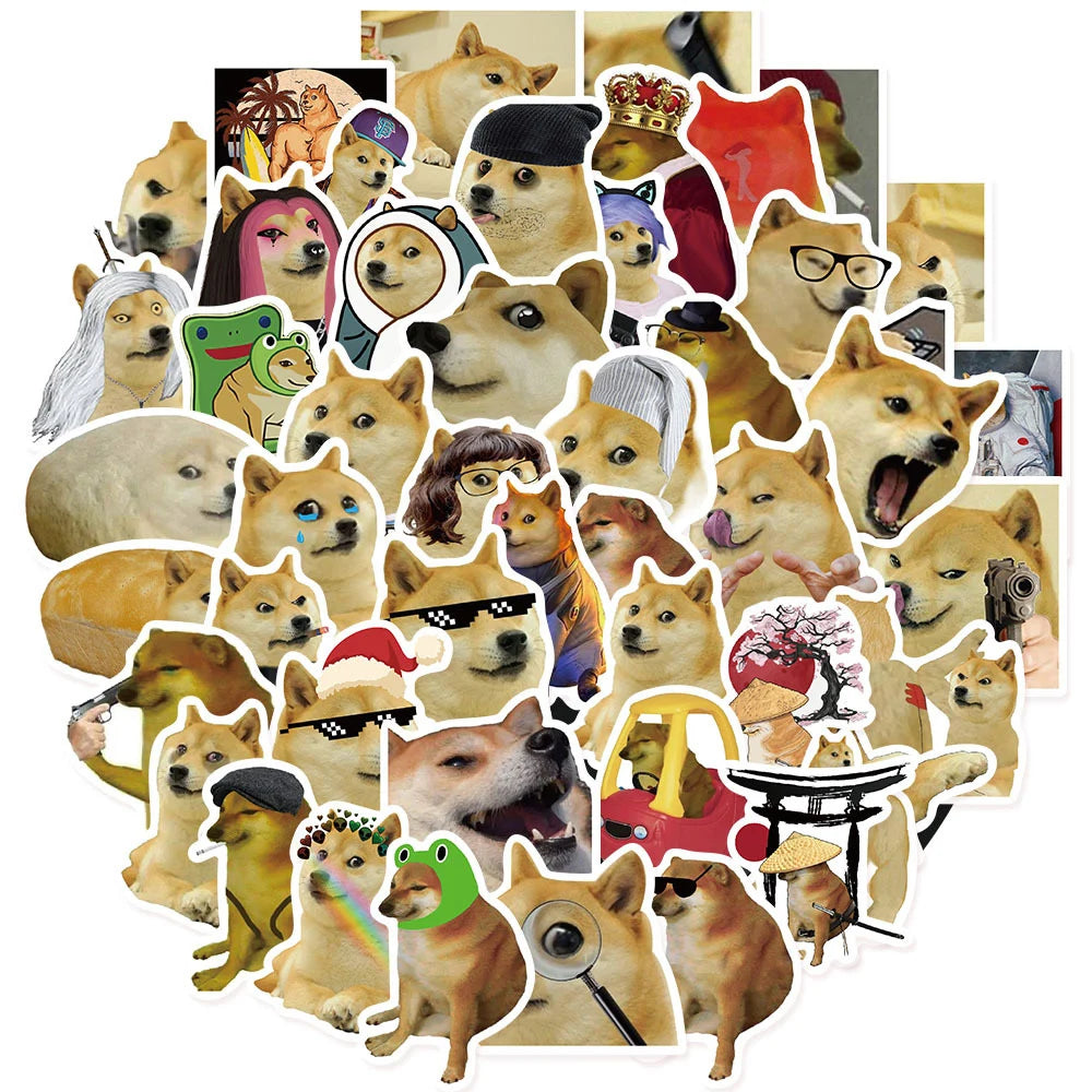 A collection of funny animal meme stickers featuring various dogs and cats.