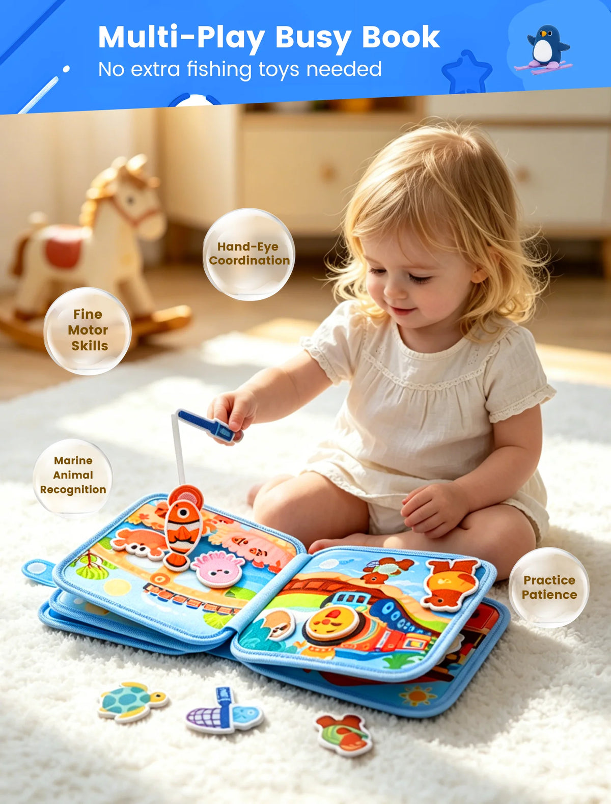 Montessori Quiet Book for Toddlers – Sensory Activity Book for Daily Life Skills