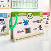 A set of phonics learning cards showing words like splat, splint, splash, and splits.