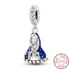 Sterling silver charm beads set featuring cross, angel, and evil eye designs for DIY jewelry making