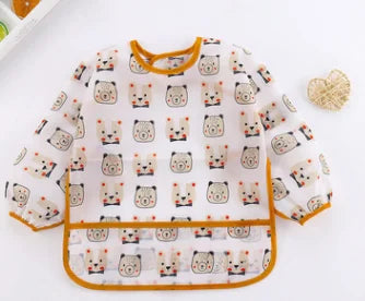 Waterproof Long-Sleeve Baby Bib with Art Smock Design