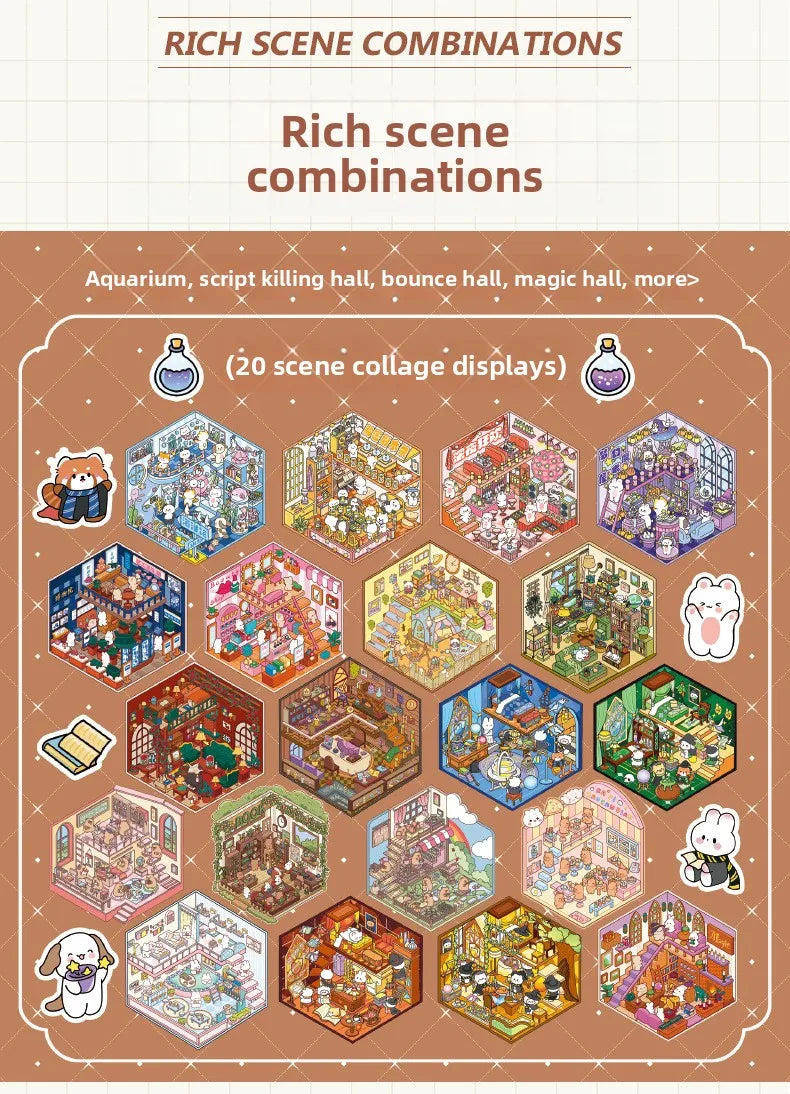 3D Landscape Sticker Collection Book for Scrapbooking & Journaling