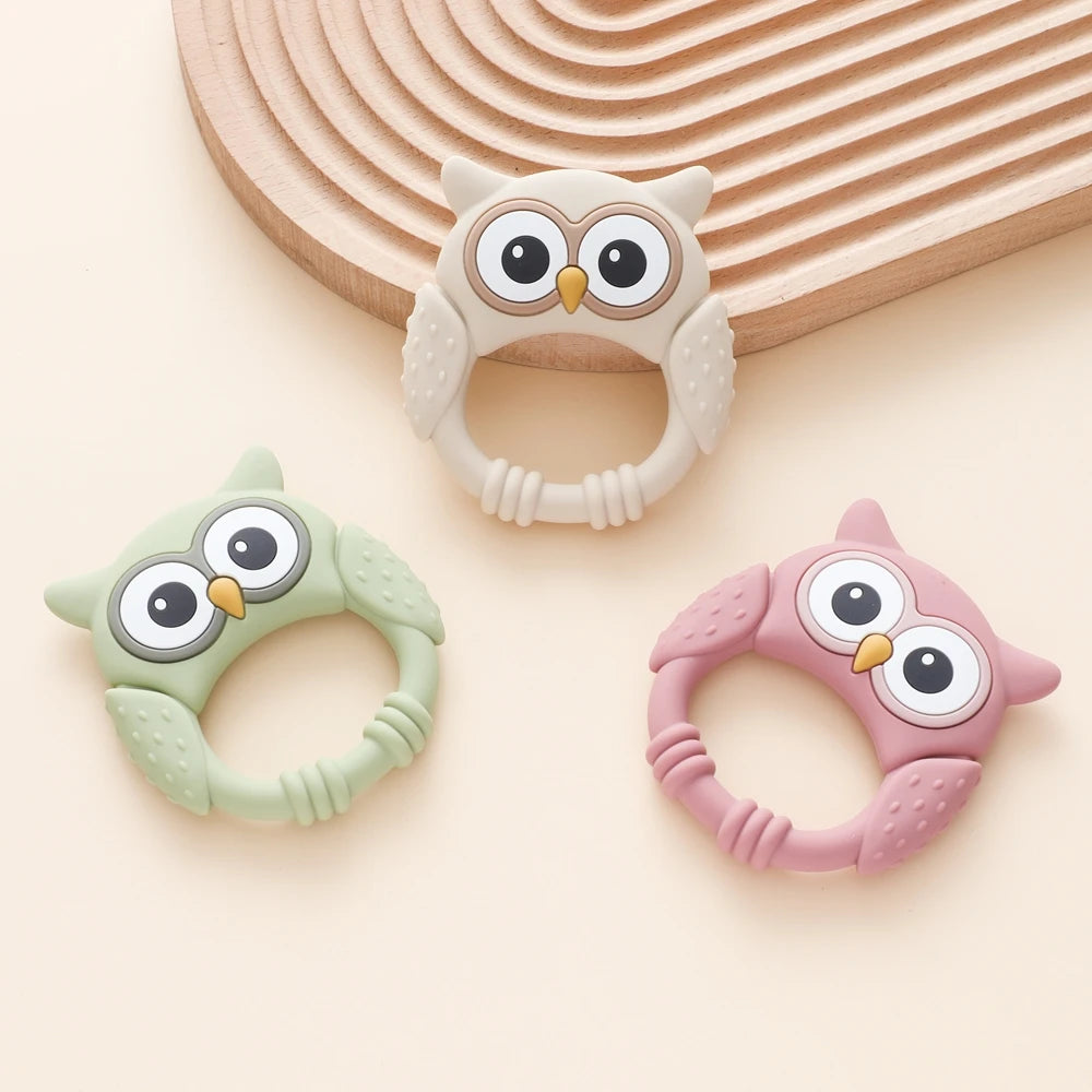 Owl Silicone Baby Teether with Rattle