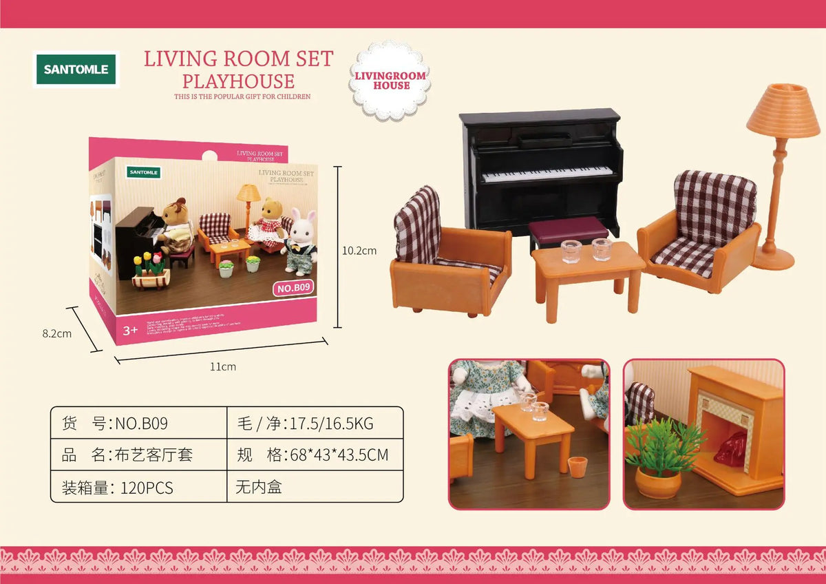 Forest Animal Miniature Dollhouse Furniture Set – 1/12 Scale Bedroom, Kitchen & Bathroom Decor