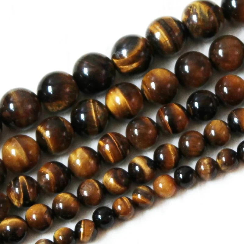 Genuine Tiger Eye Stone Beads for Jewelry Making – Round 8mm, 15" Strand