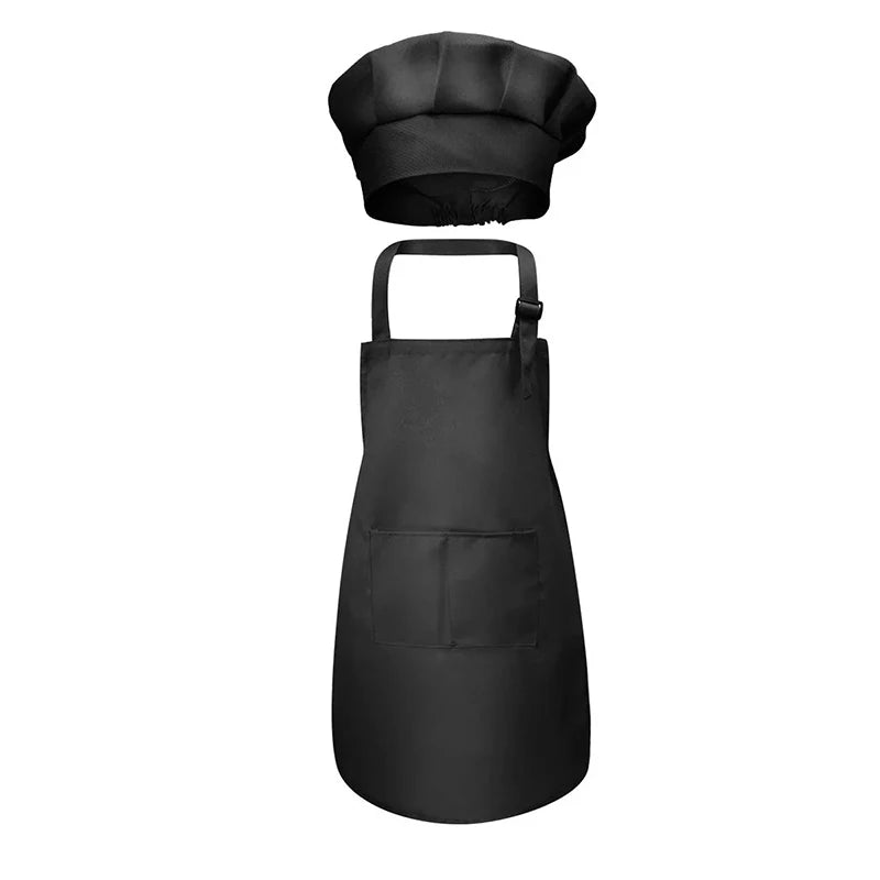 Black kids chef apron and hat set