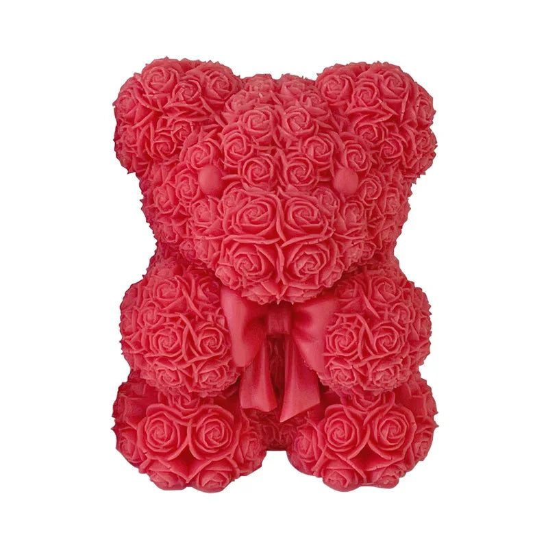 3D Rose Love Bear Silicone Mold for Candles, Soap, and Resin Crafts