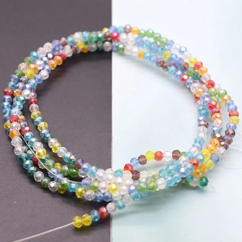 Mixed-Color Rondelle Glass Beads for Jewelry Making