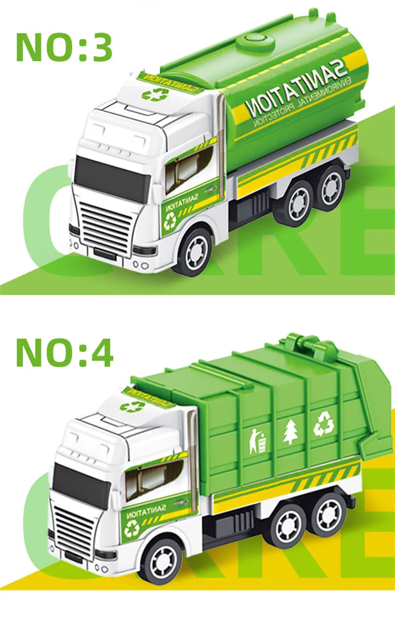 Mini Pull-Back Sanitation Trucks Set of 4