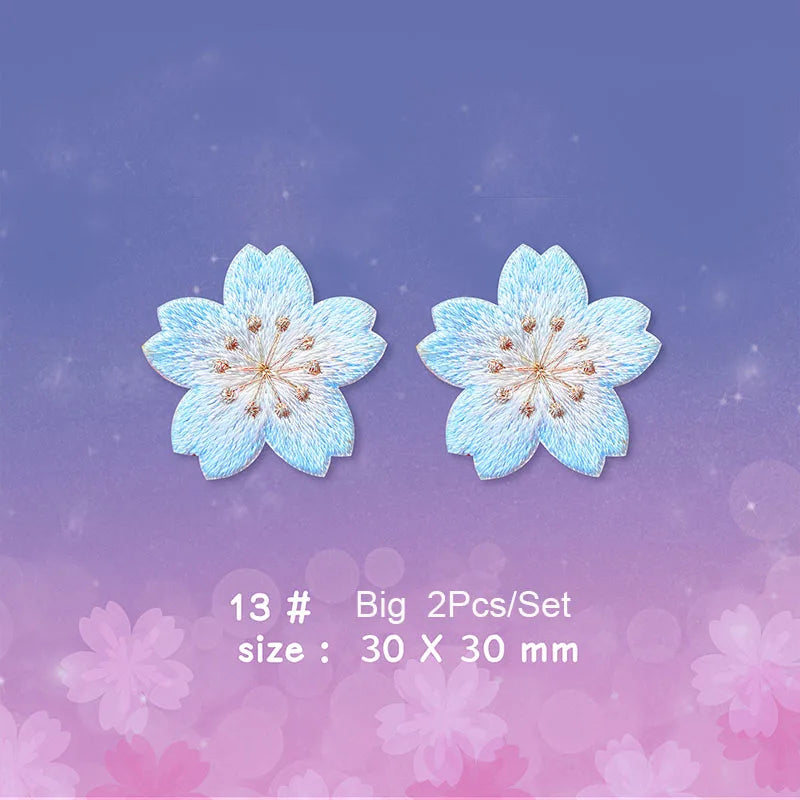 Cherry Blossom Embroidery Patches – Self-Adhesive DIY Decor for Clothes & Accessories