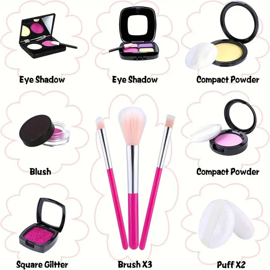 Pretend Play Makeup Kit for Kids with Storage Bag