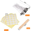 A set of 100 pre-waxed cotton candle wicks with metal sustainers and a 5pc wooden stick.