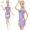 Fashion Doll Outfit Set – Wave Point Dress & Denim Grid Skirt for 11.5–12 Inch Dolls