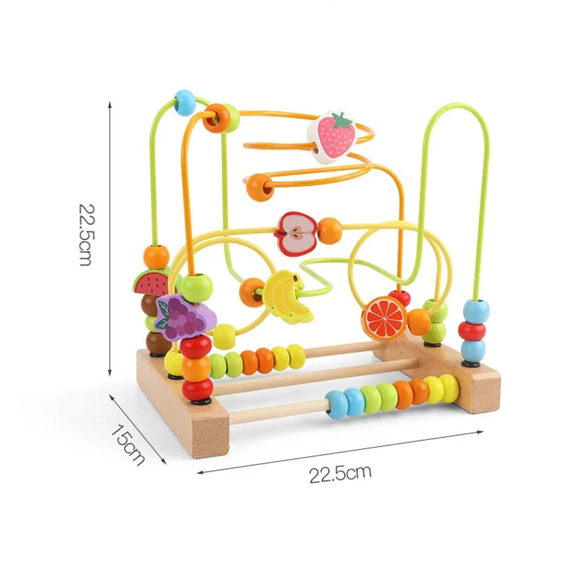 Wooden Bead Maze Roller Coaster Toy for Toddlers