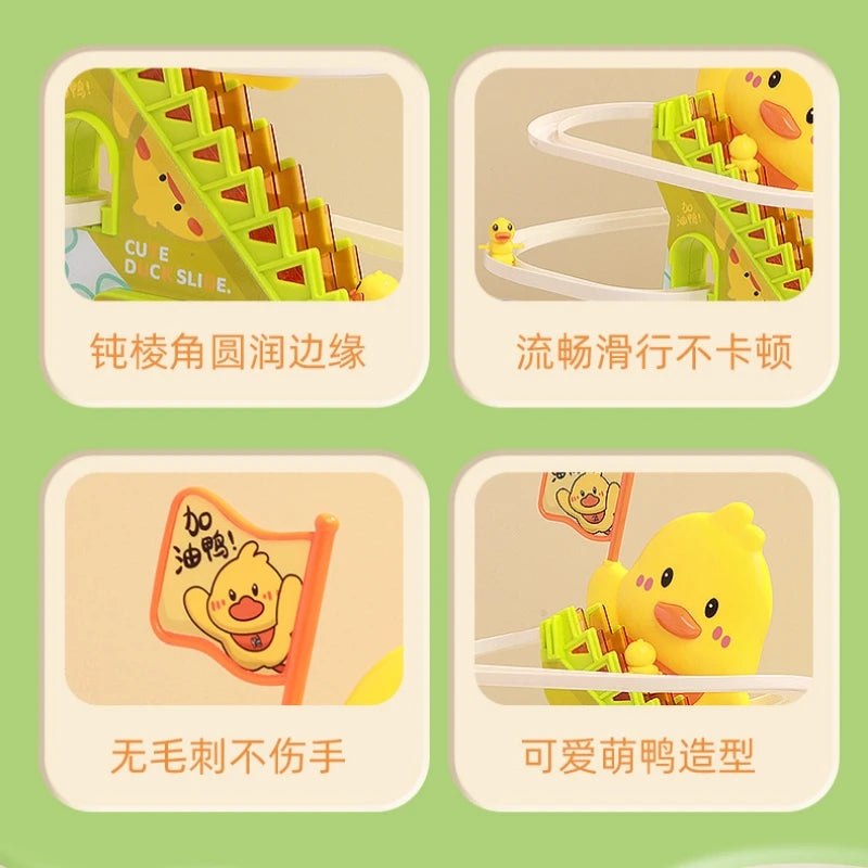 Interactive Climbing Duck Roller Coaster Toy with Lights and Music