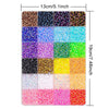 A rectangular tray of various colored flat-back rhinestones and glitter for DIY crafts