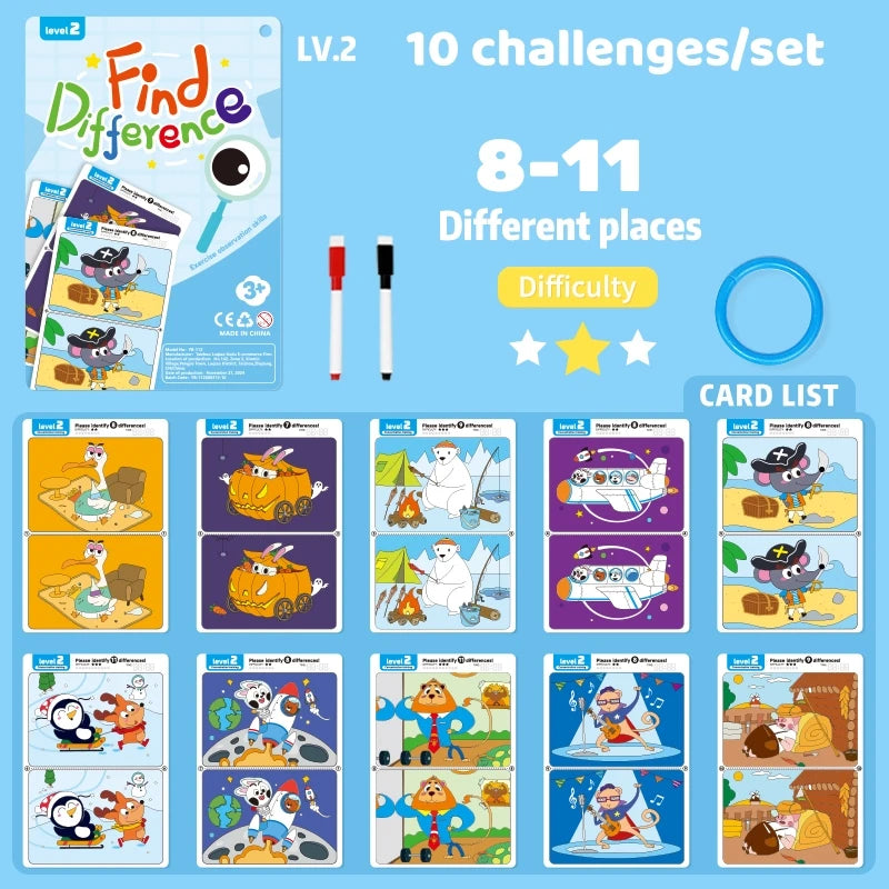 Spot the Difference Cards – Reusable Observation Game for Kids