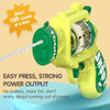 Yellow mini water blaster pistol with a green trigger and barrel, shown against a light background.