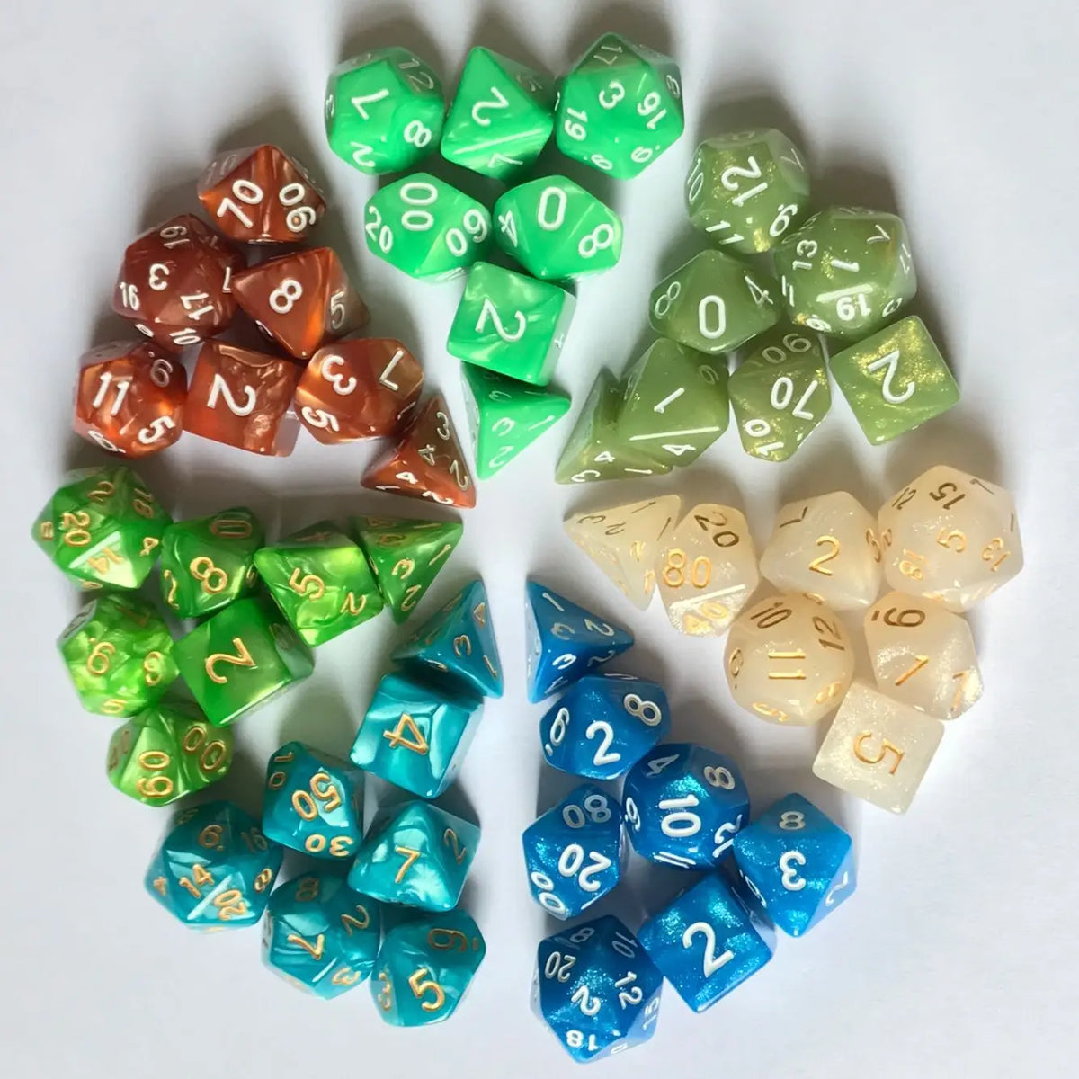 Colorful Pearl Polyhedral Dice Set for Tabletop RPGs