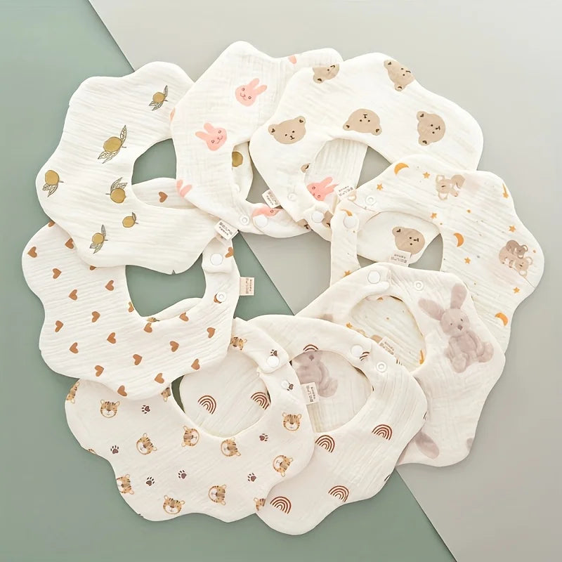 Unisex Newborn Baby Bibs Set with Burp Cloths