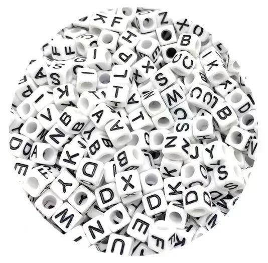 Acrylic Alphabet Beads for Jewelry Making - Mixed Letter Cubes